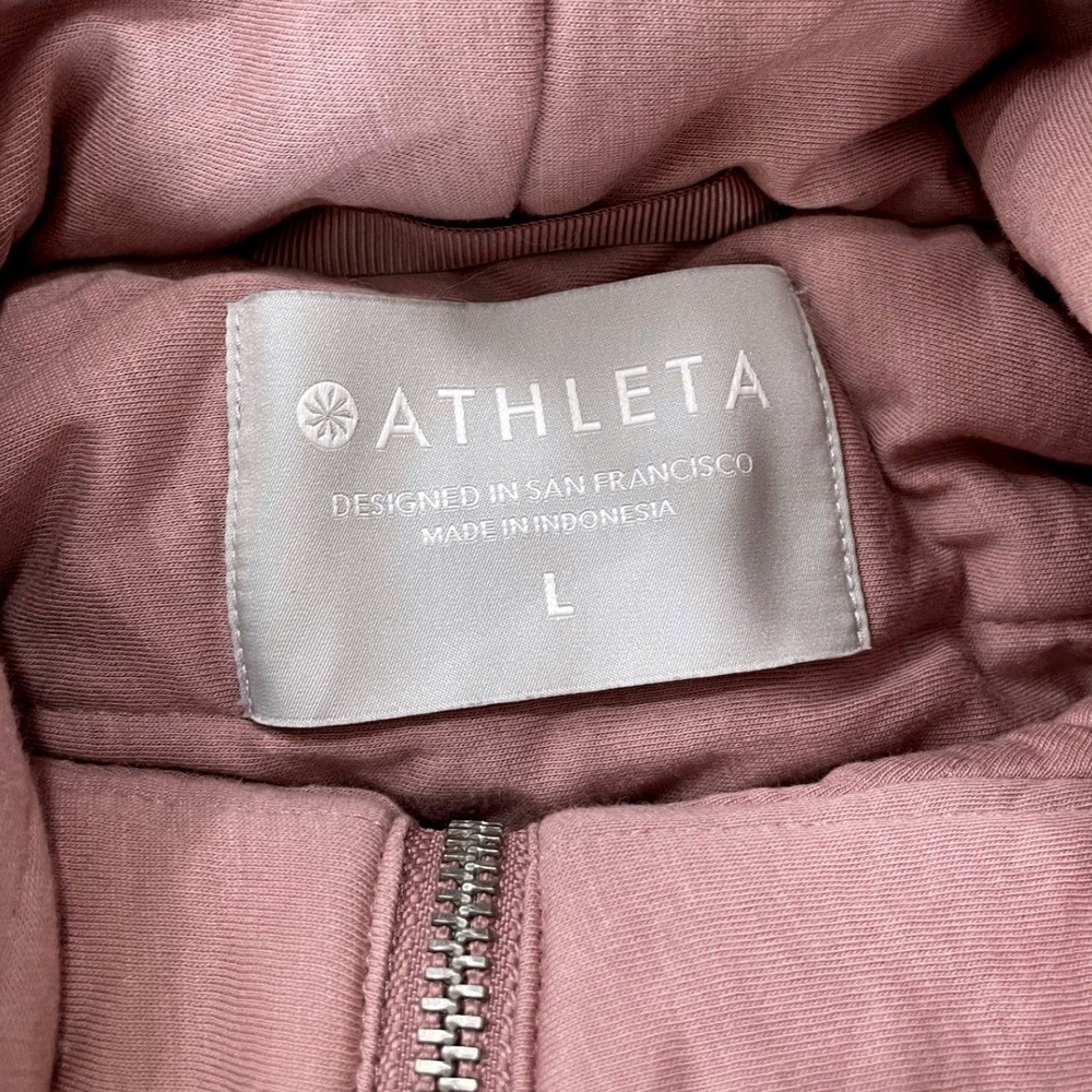 Athleta Ritual Jacket Dogwood Mauve Pink Sherpa‎ Teddy Zip Jacket Bomber Hoodie - Picture 5 of 6